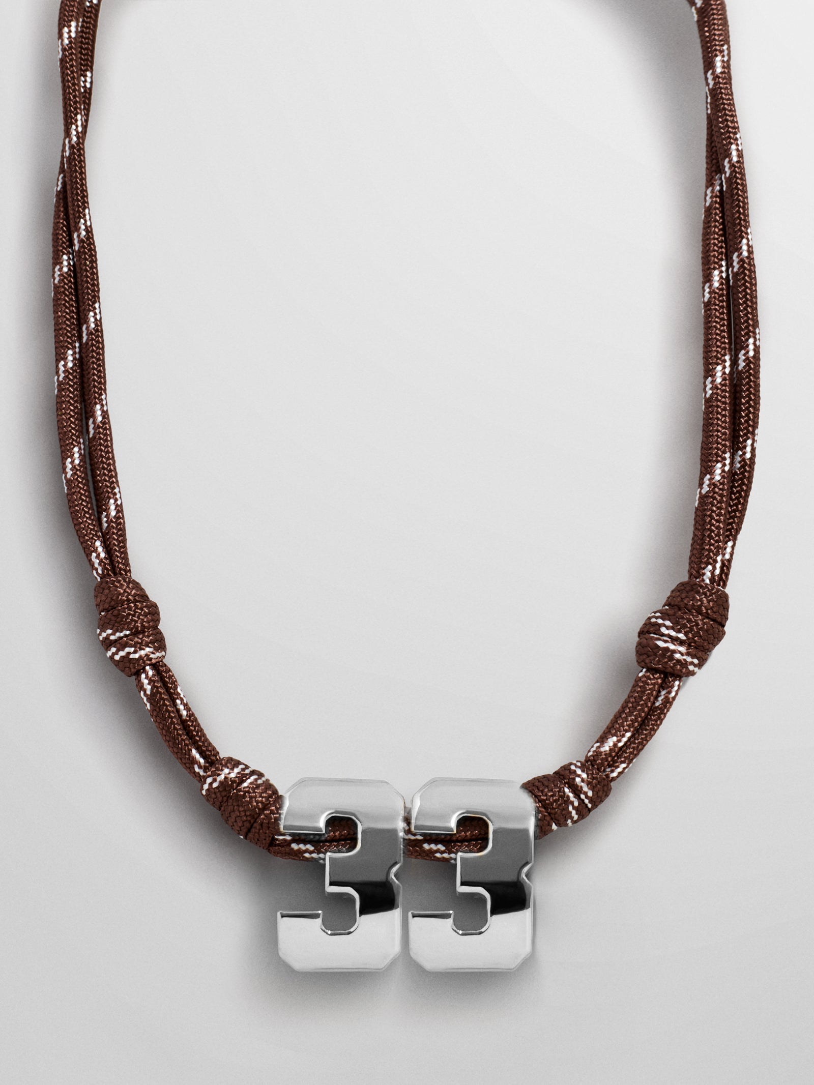 Knotty Varsity Custom Necklace - Mocha Brown Double Digit