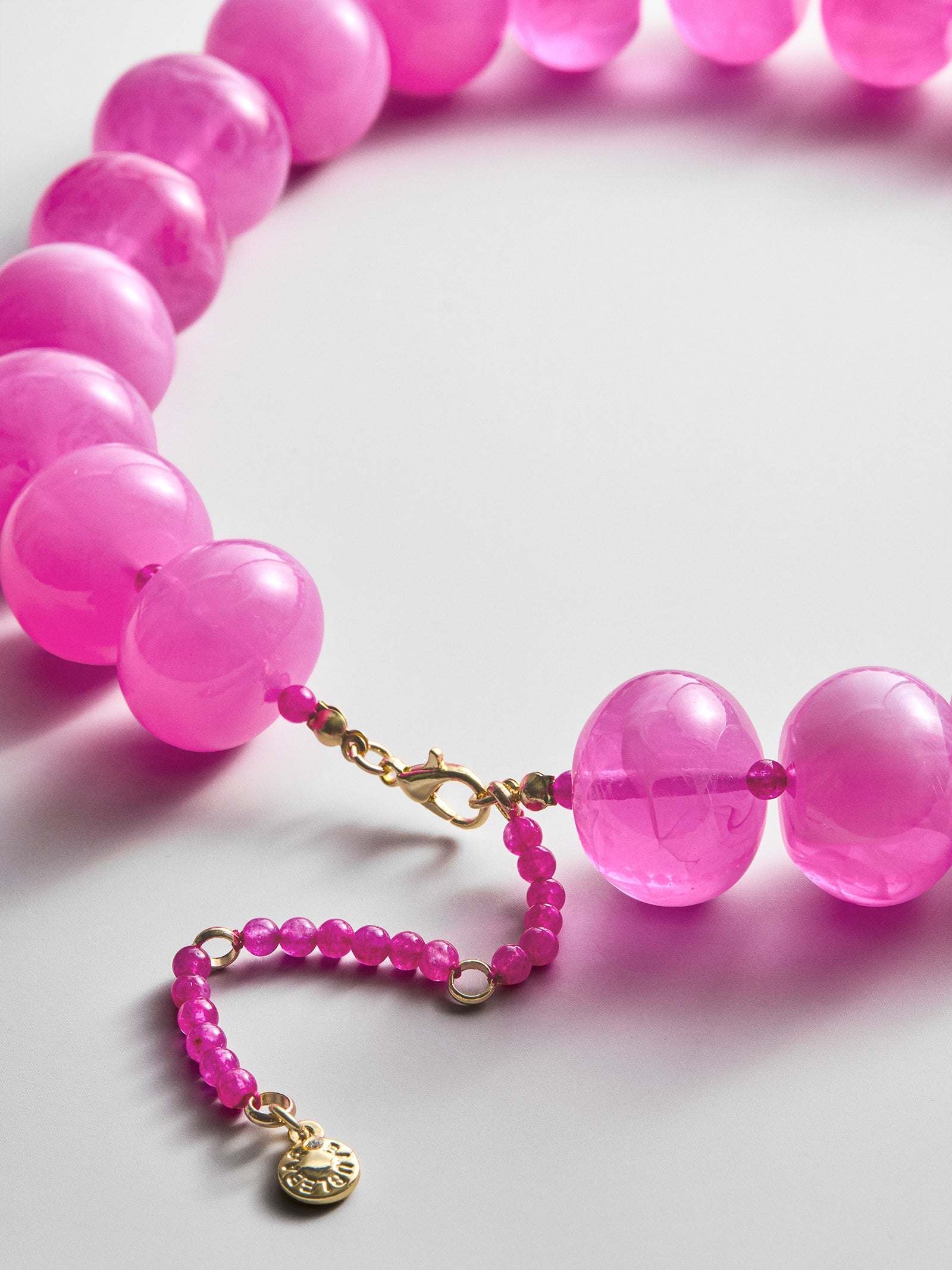 Joan Semi-Precious Necklace - Fuchsia Agate Bead