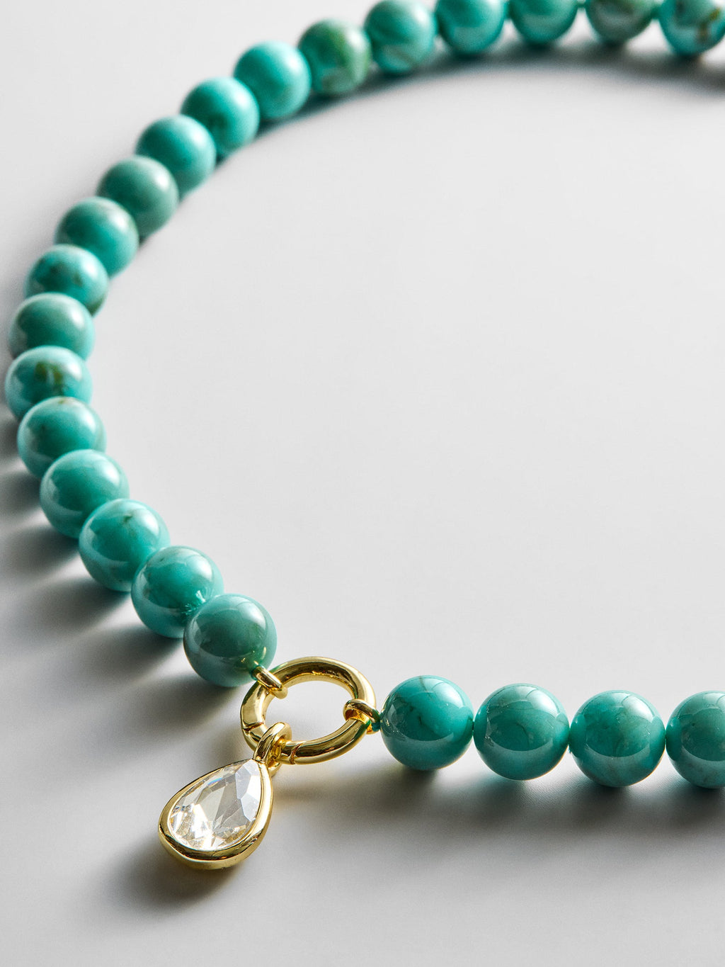Janette Beaded Ring Necklace - Turquoise Bead