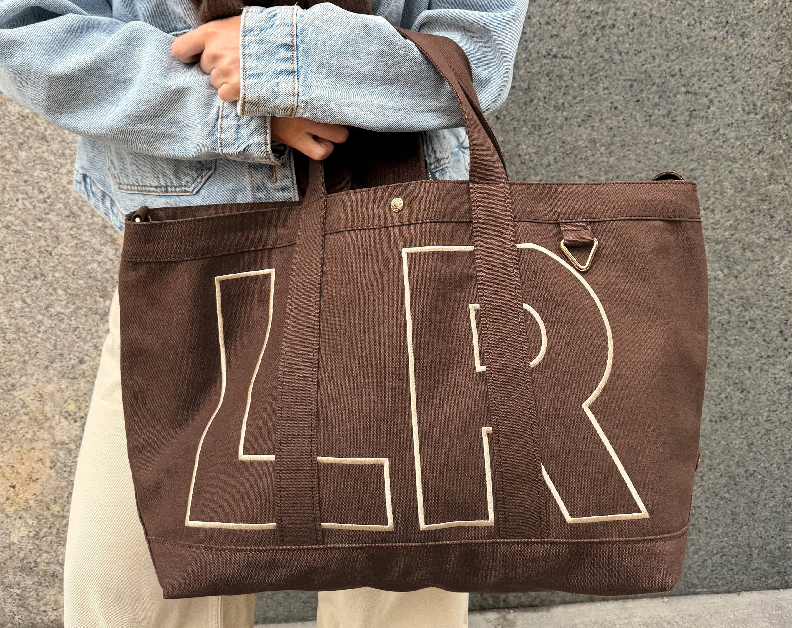 Solid Custom Alpha Tote - Chocolate Brown