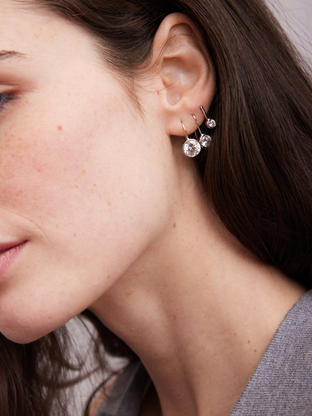 Fallon Sterling Silver Bezel Earrings - Silver