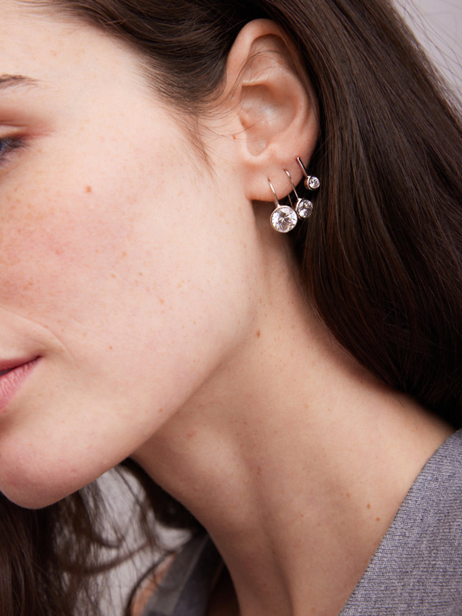 Fallon Sterling Silver Bezel Earrings - Silver