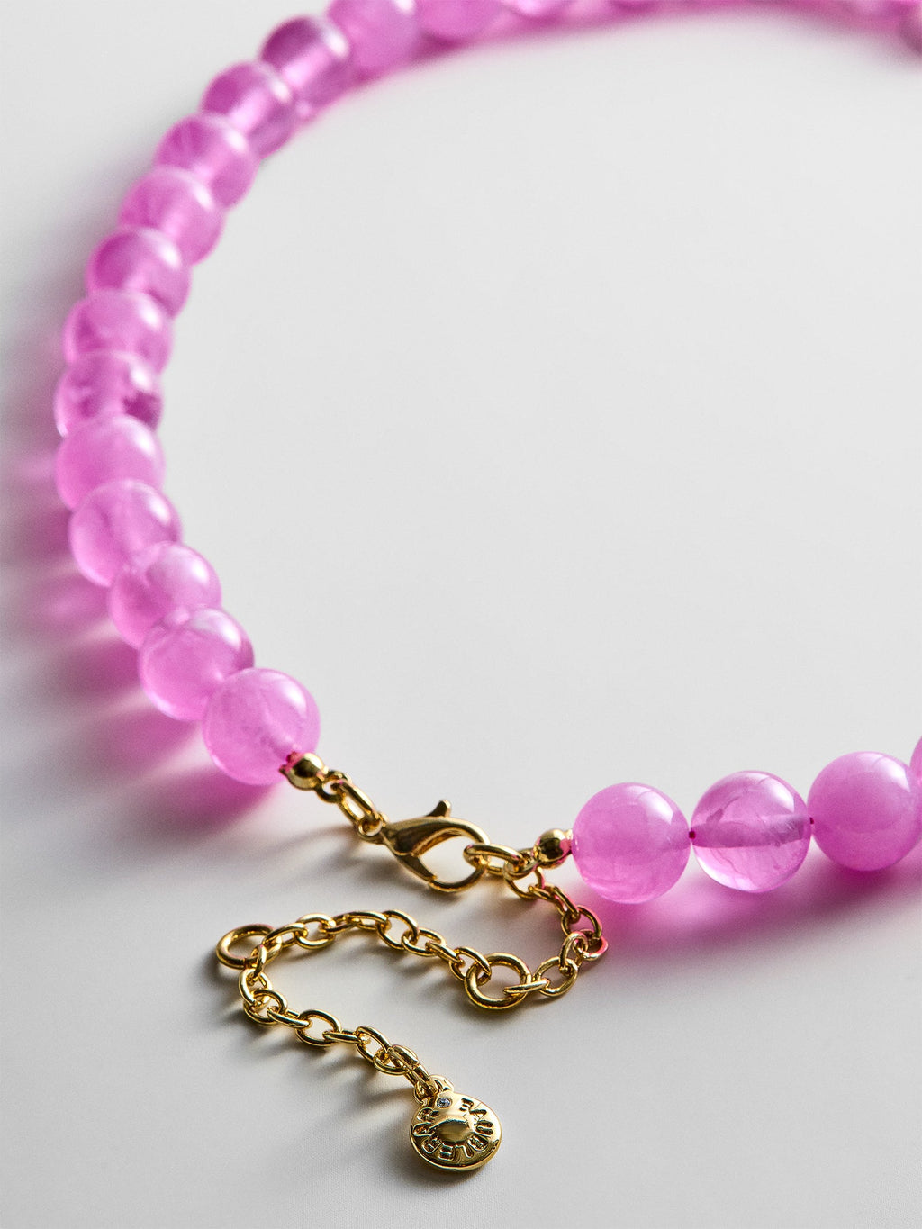 Janette Beaded Ring Necklace - Fuchsia Agate Bead