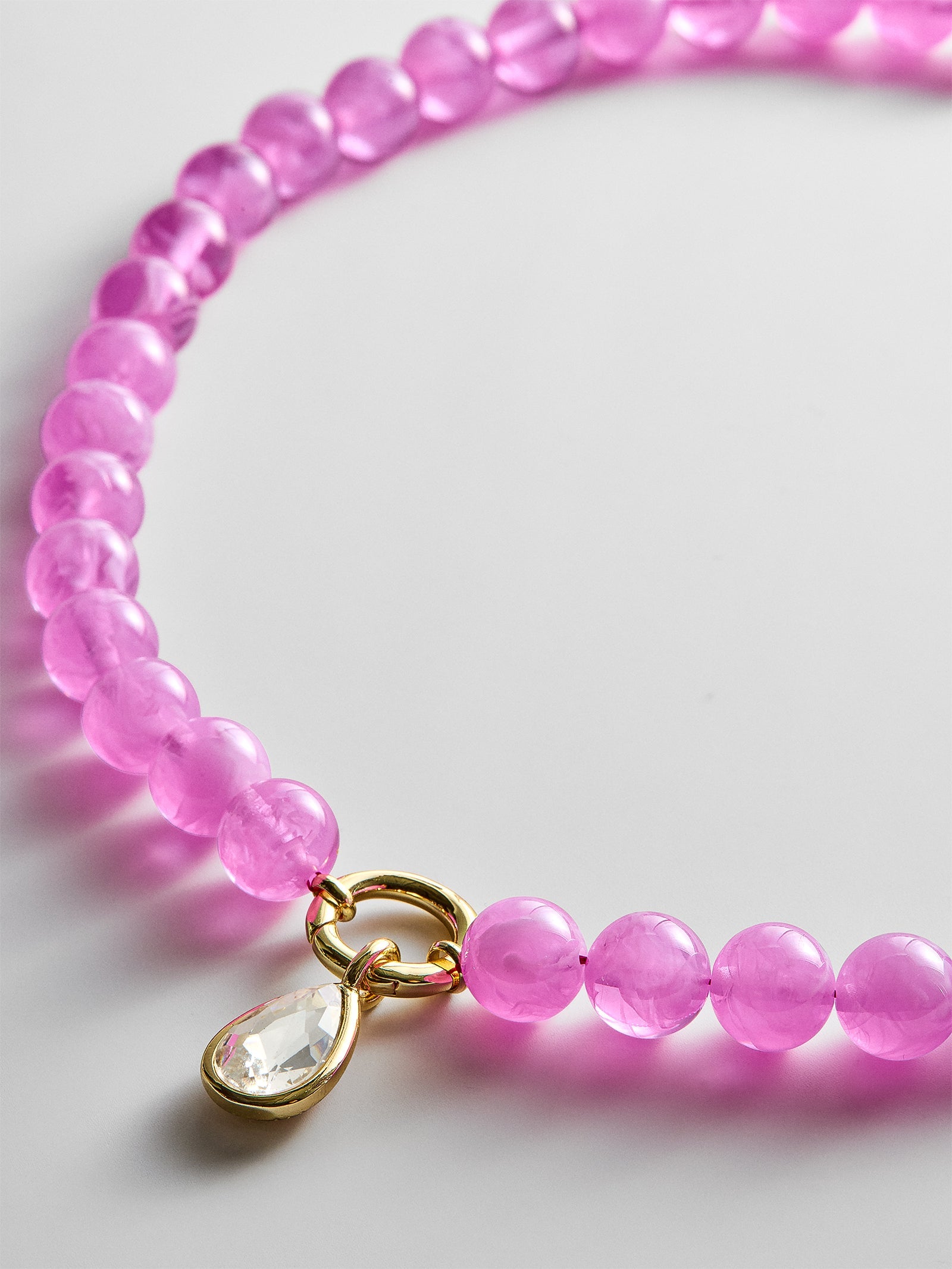 Janette Beaded Ring Necklace - Fuchsia Agate Bead