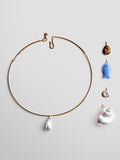 Kacey Removable Charm Collar Necklace - Gold/Pearl