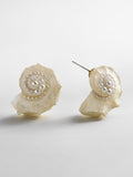 Santana Shell Statement Stud Earrings - Pearl