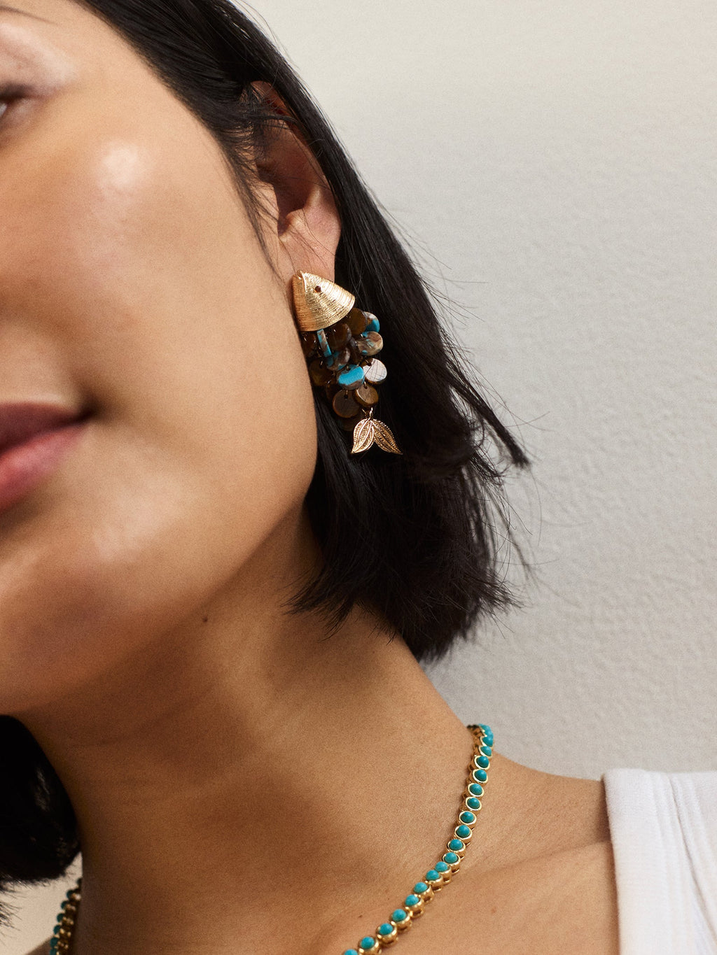 Ripple Effect Fish Earrings - Gold/Tiger’s Eye