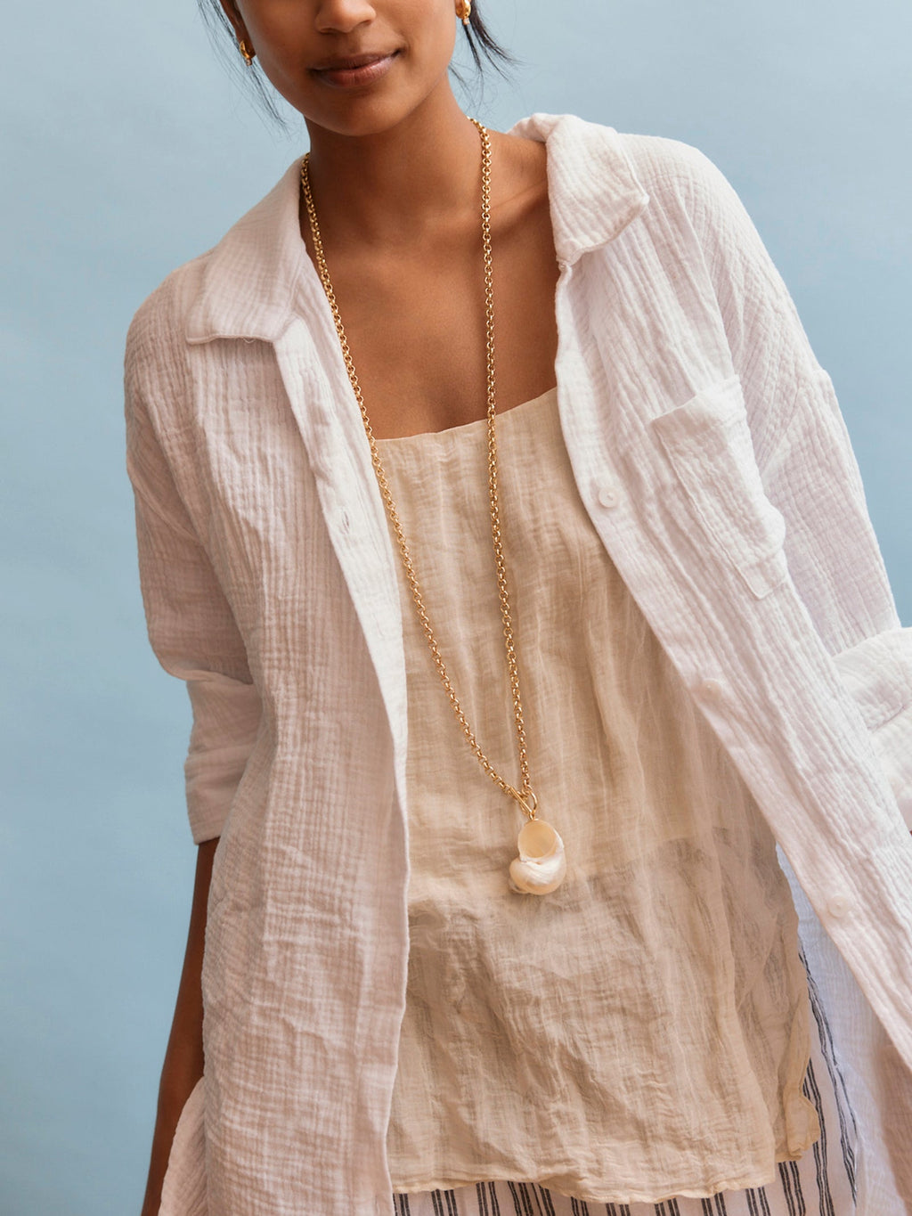 Ophelia Shell Wrap Necklace - Gold/Pearl