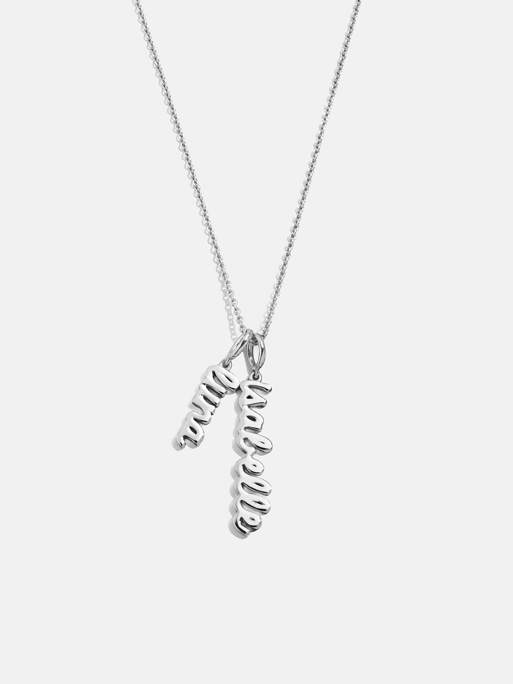 Mini Silver Script Cluster Custom Nameplate Necklace - 2 Names