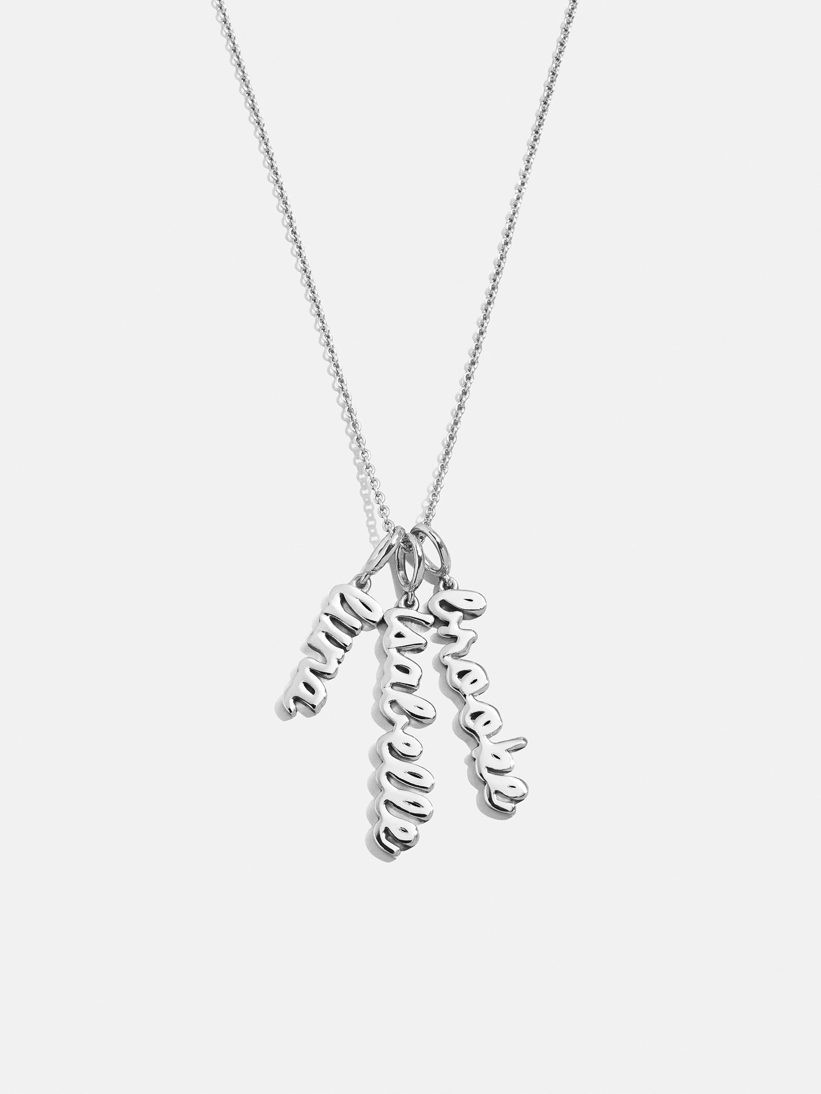 Mini Silver Script Cluster Custom Nameplate Necklace - 3 Names