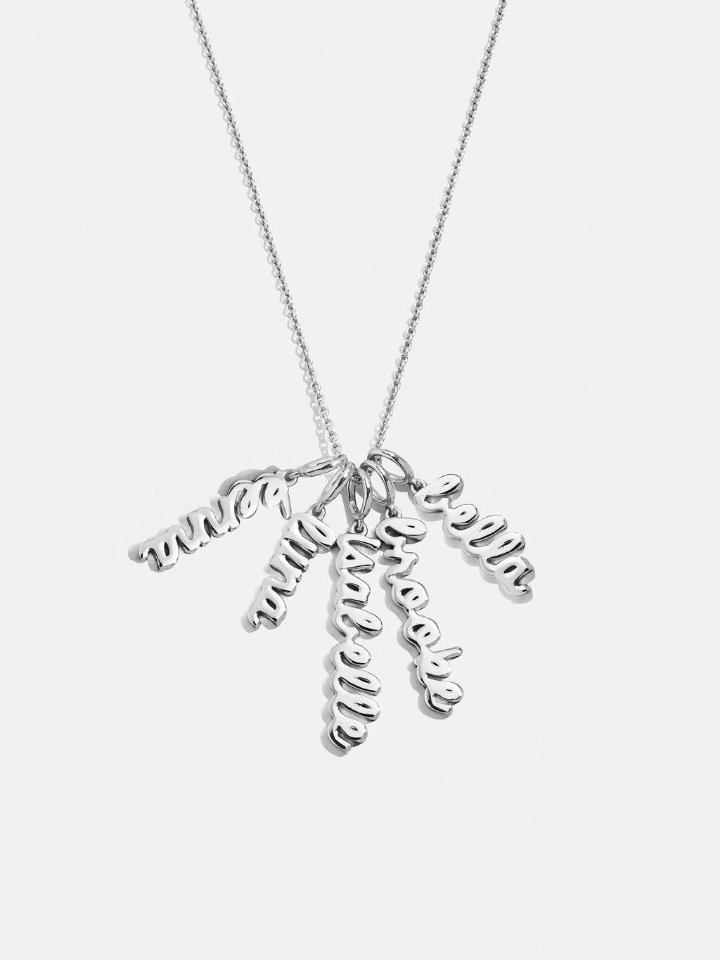 Mini Silver Script Cluster Custom Nameplate Necklace - 5 Names
