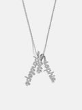 Mini Silver Pavé Script Cluster Custom Nameplate Necklace - 3 Names