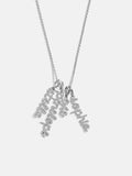 Mini Silver Pavé Script Cluster Custom Nameplate Necklace - 4 Names