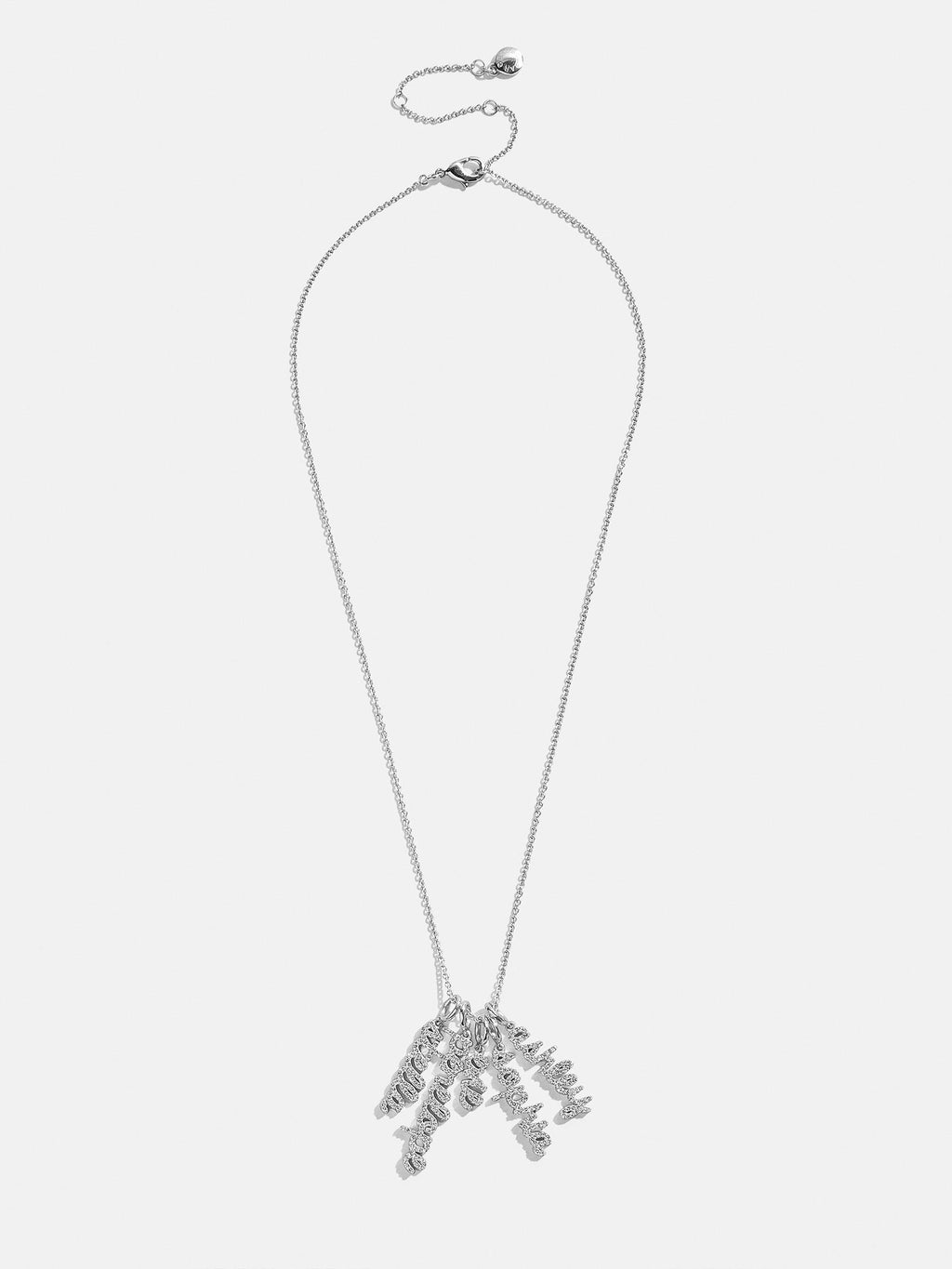 Mini Silver Pavé Script Cluster Custom Nameplate Necklace - 1 Name