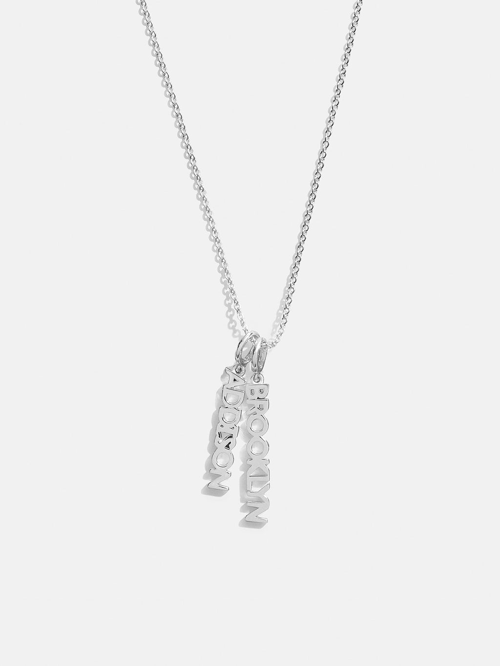 Mini Silver Block Cluster Custom Nameplate Necklace - 2 Names