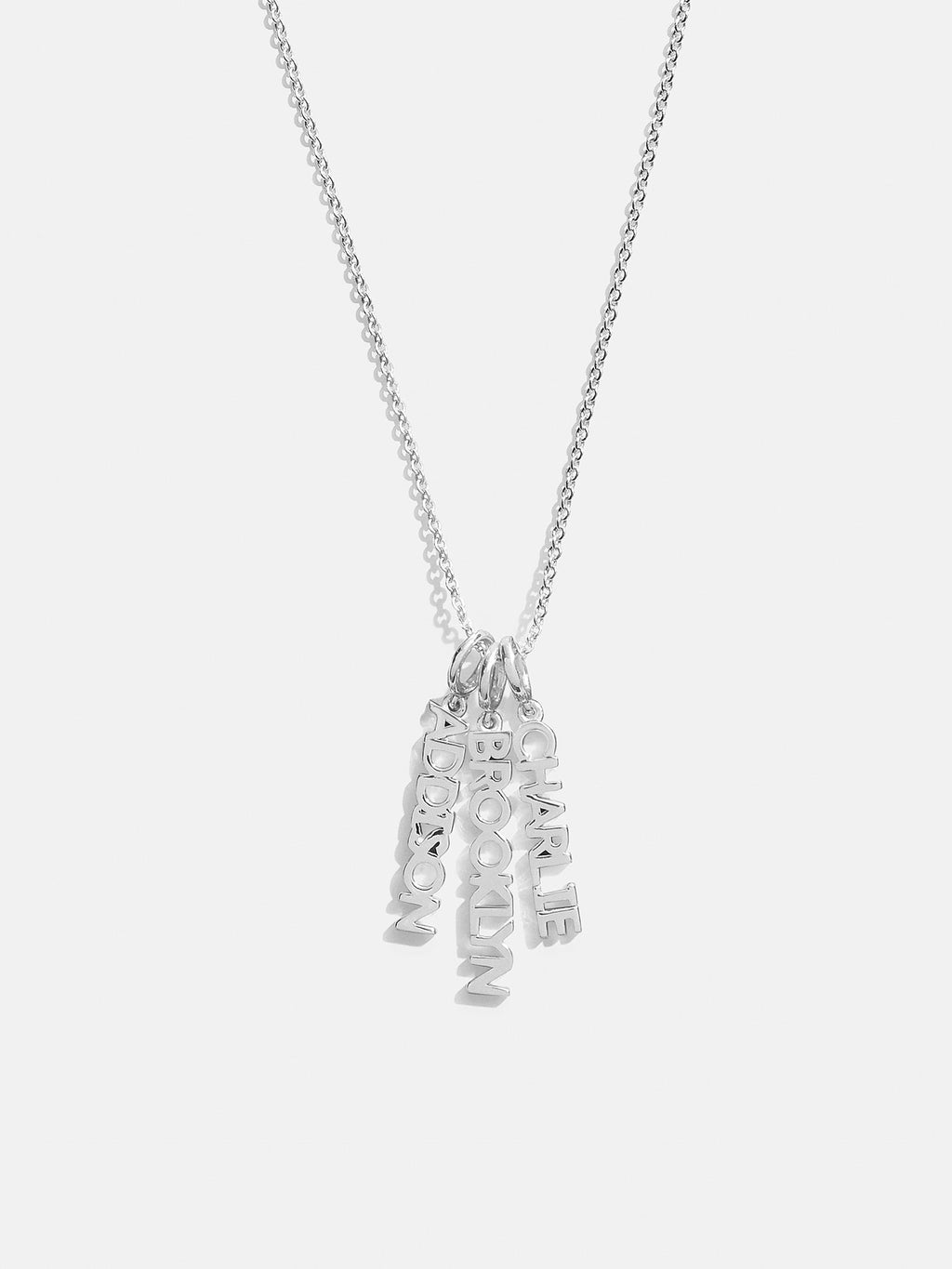 Mini Silver Block Cluster Custom Nameplate Necklace - 3 Names