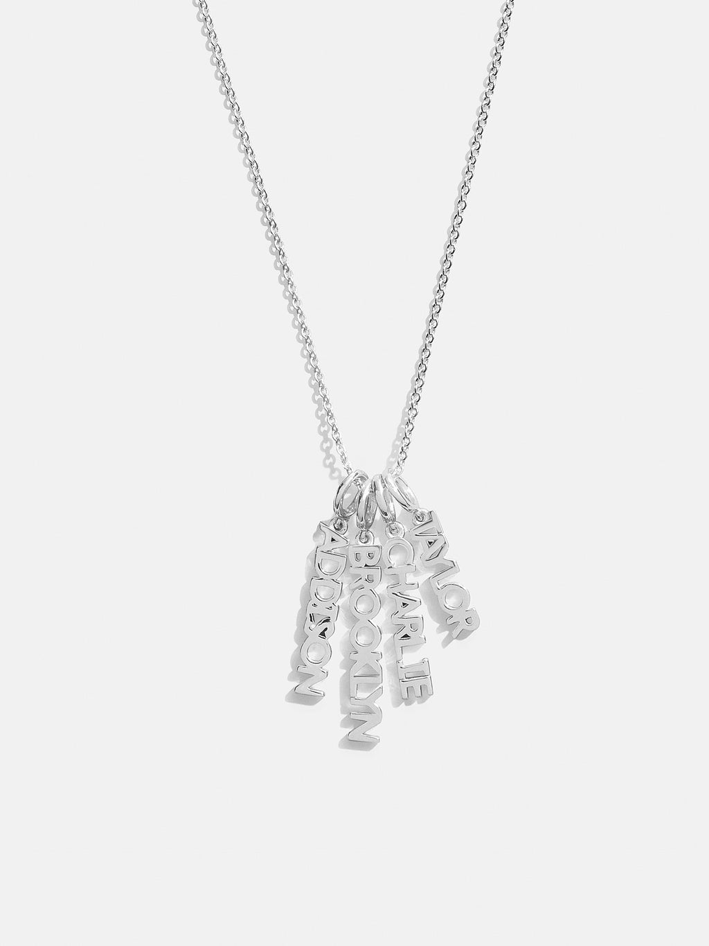 Mini Silver Block Cluster Custom Nameplate Necklace - 4 Names