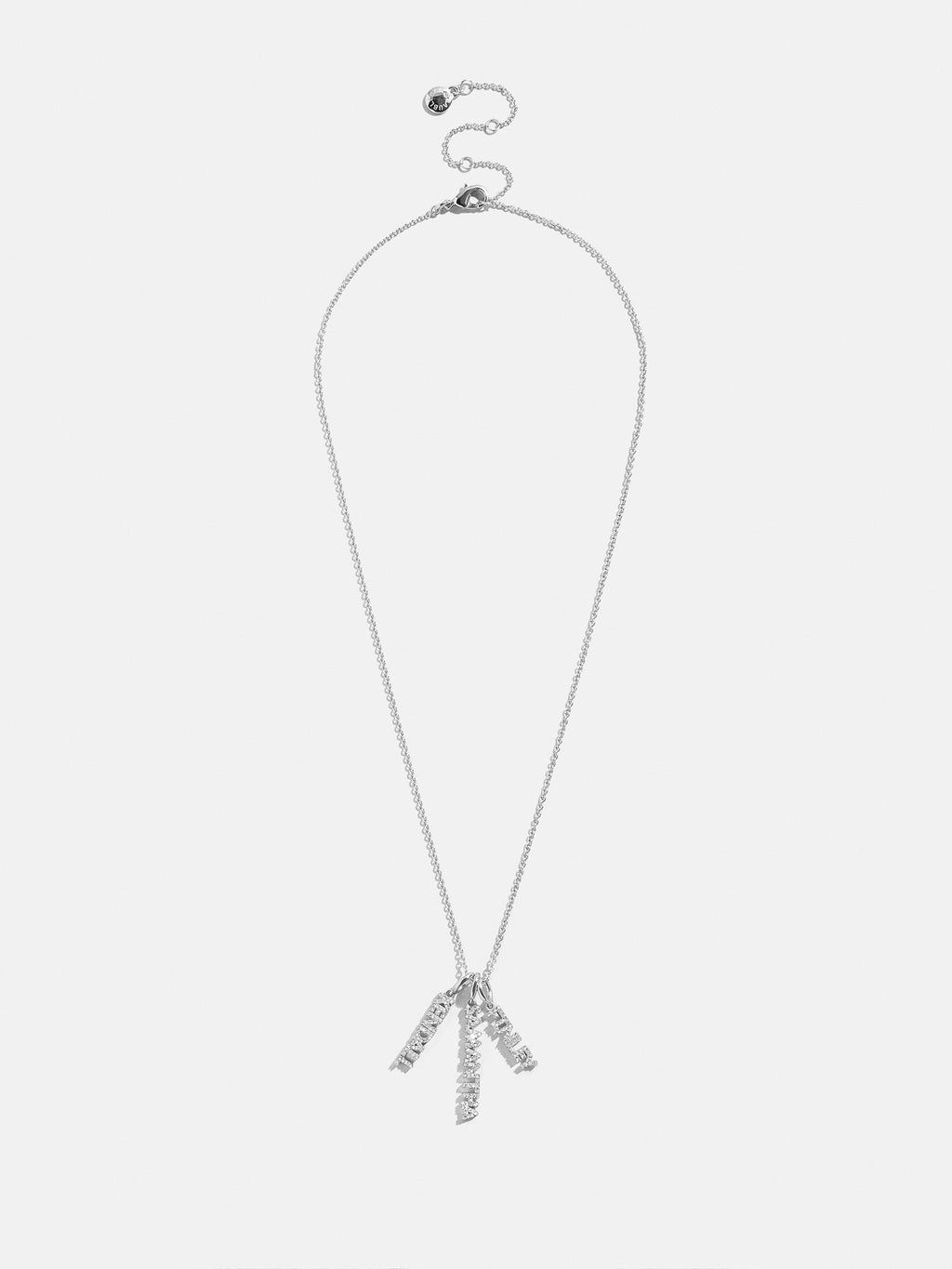Mini Silver Pavé Block Cluster Custom Nameplate Necklace - 5 Names