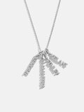 Mini Silver Pavé Block Cluster Custom Nameplate Necklace - 4 Names