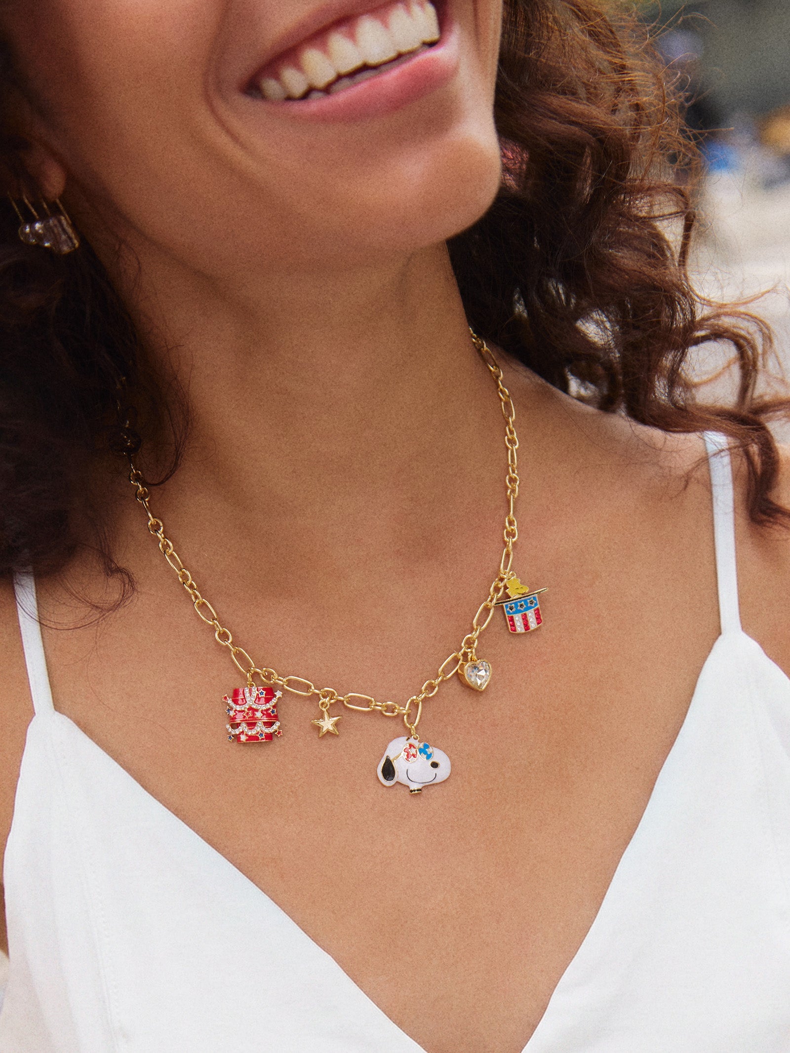 Peanuts Americana Charm Necklace - Red/White/Blue