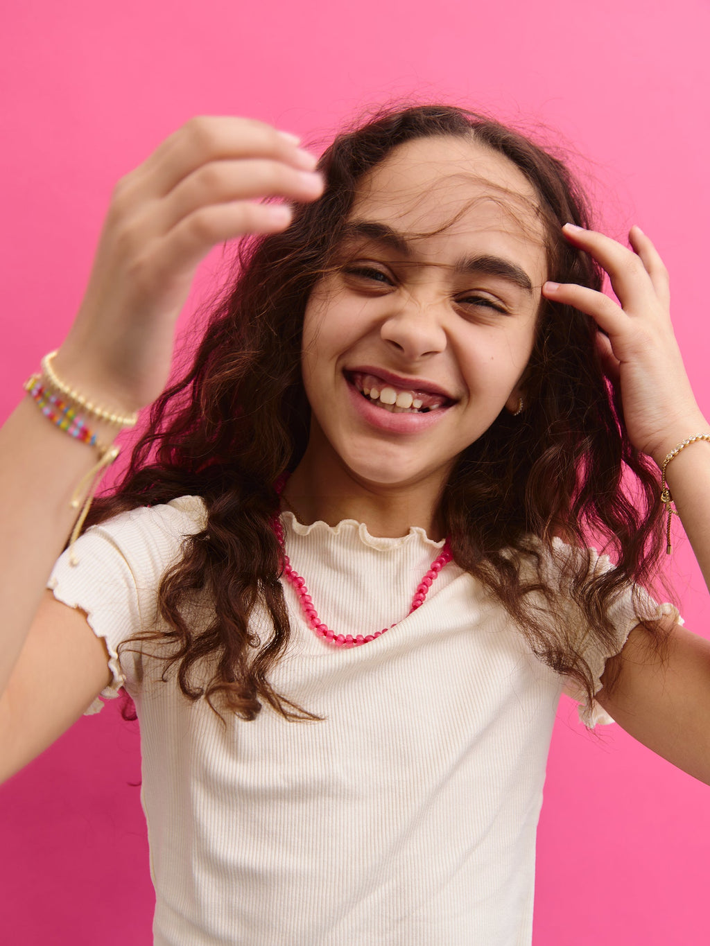 Bead-azzled Kids Necklace - Hot Pink