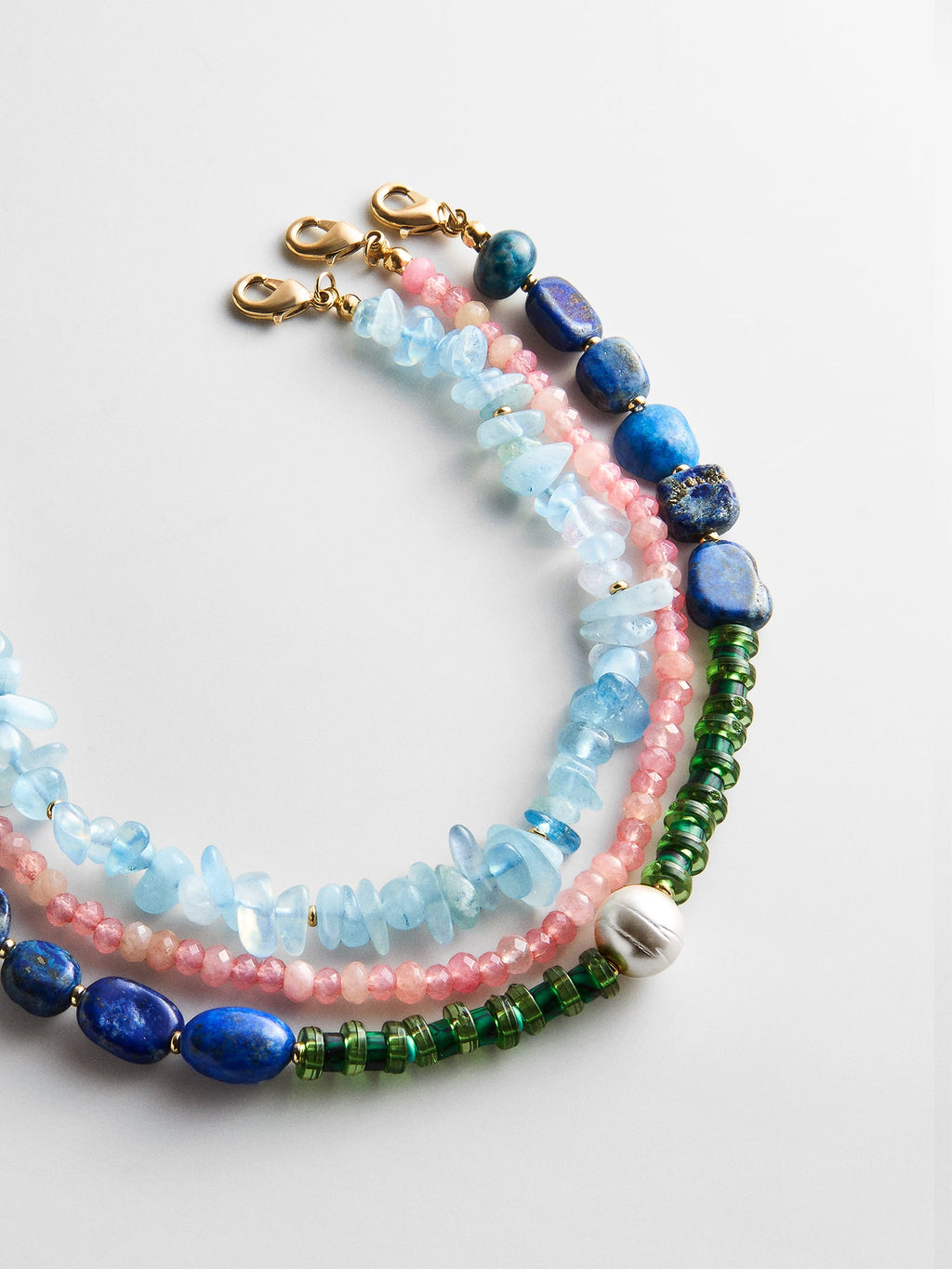 Brooke Semi-Precious Waterproof Anklet Set - Muted Multi