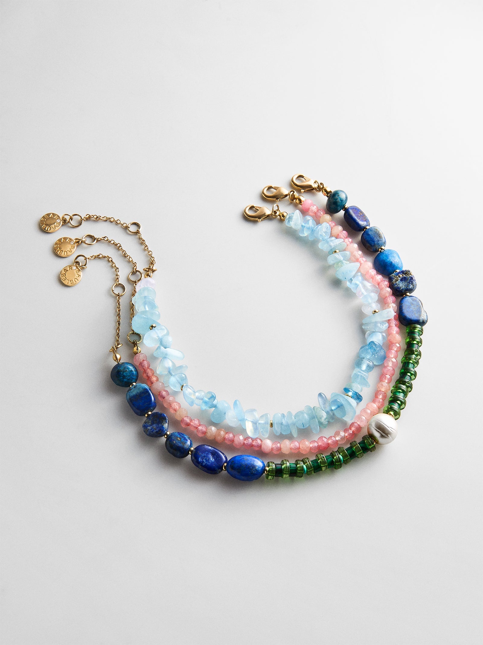 Brooke Semi-Precious Waterproof Anklet Set - Muted Multi
