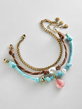 Brooke Semi-Precious Waterproof Anklet Set - Turquoise