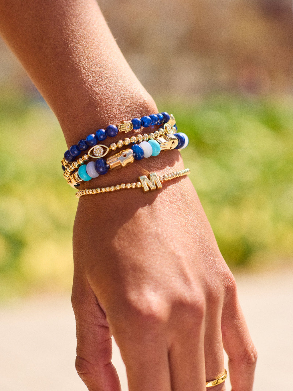 Happy Here Beaded Bracelet - Hamsa