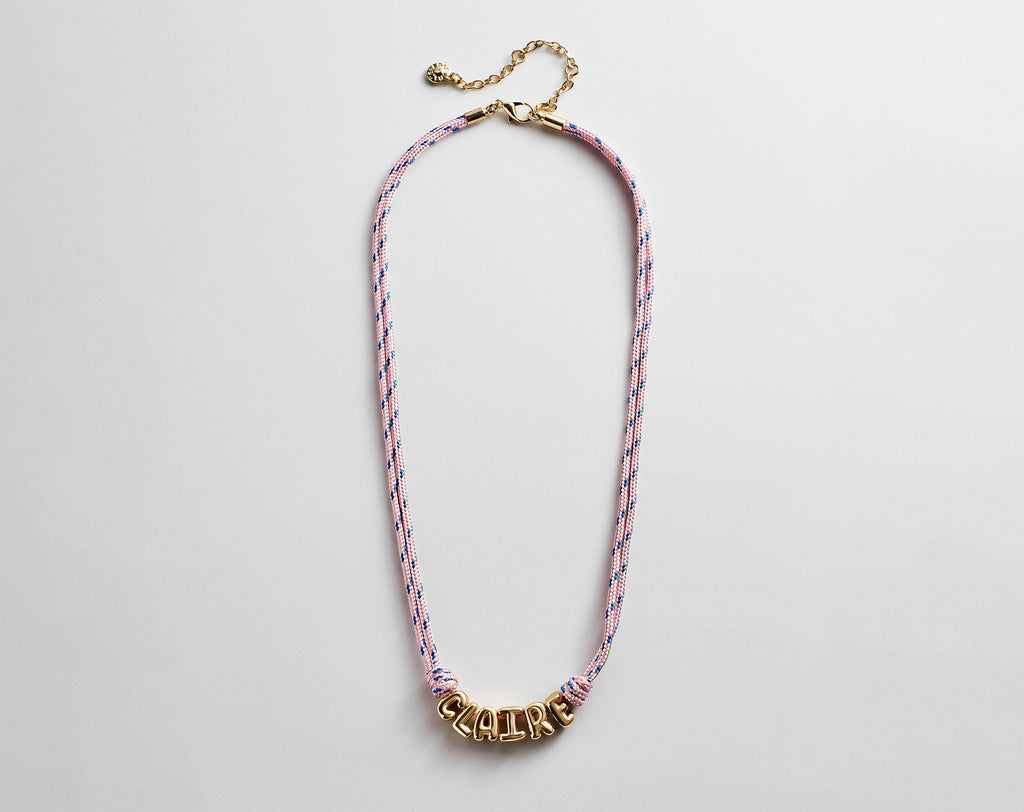 Bubble Letter Custom Paracord Necklace - Soft Pink