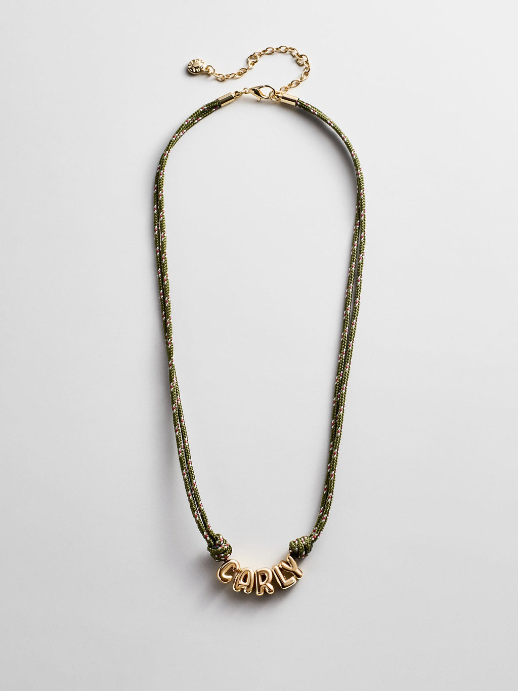 Bubble Letter Custom Paracord Necklace - Dark Green