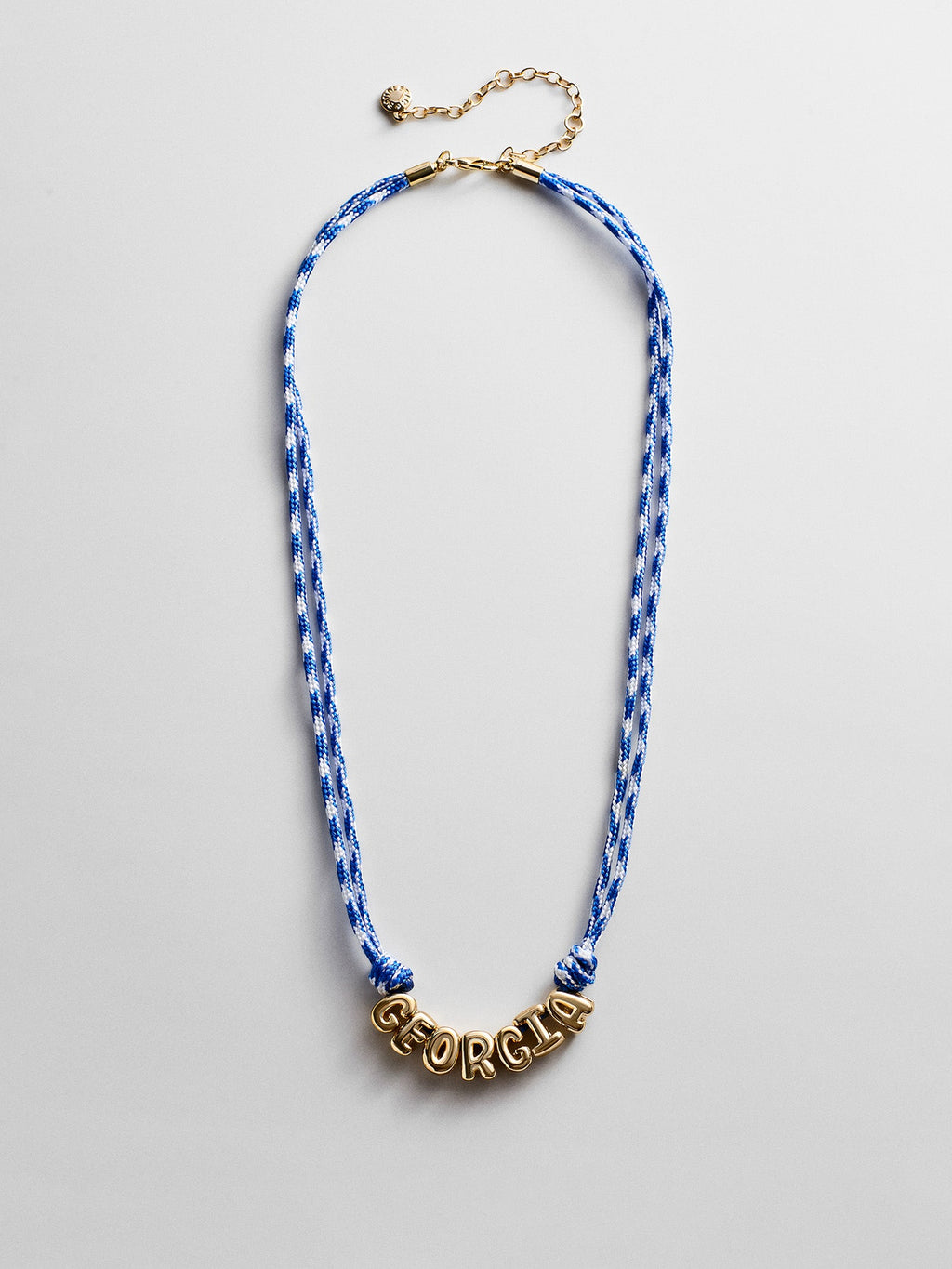 Bubble Letter Custom Paracord Necklace - Blue/White