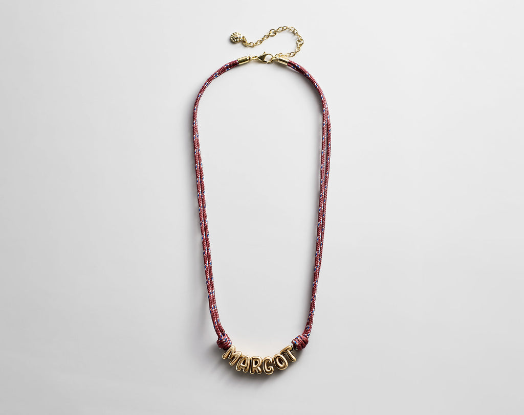 Bubble Letter Custom Paracord Necklace - Red
