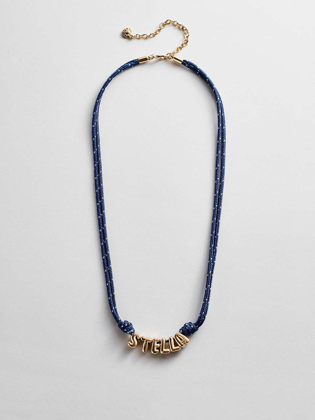Bubble Letter Custom Paracord Necklace - Navy/White