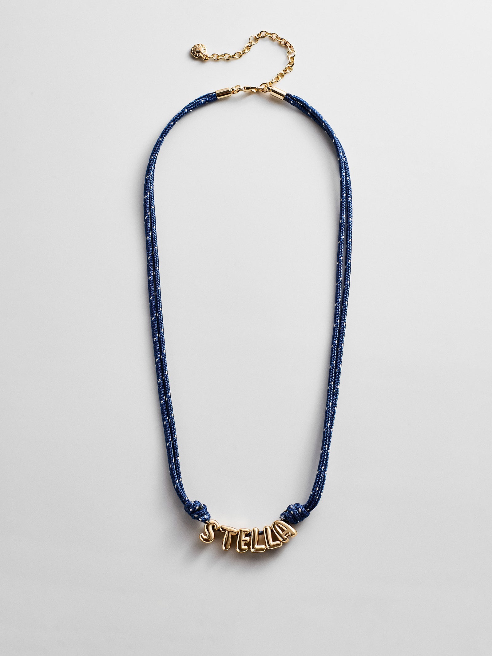 Bubble Letter Custom Paracord Necklace - Navy/White