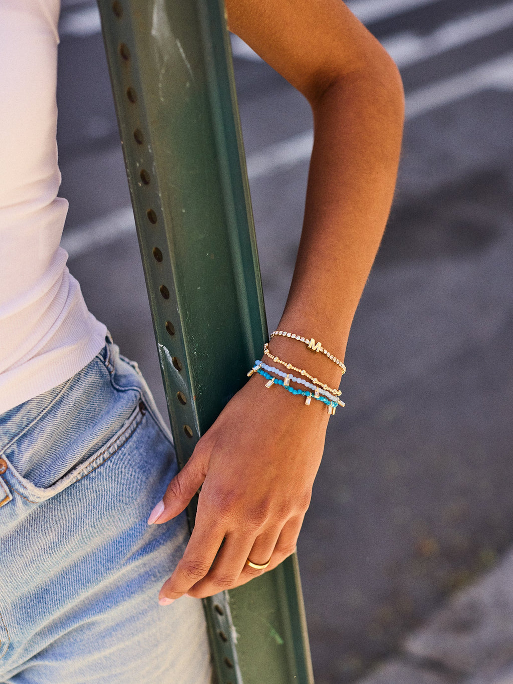 Crystal Beaded Bracelet - Aqua