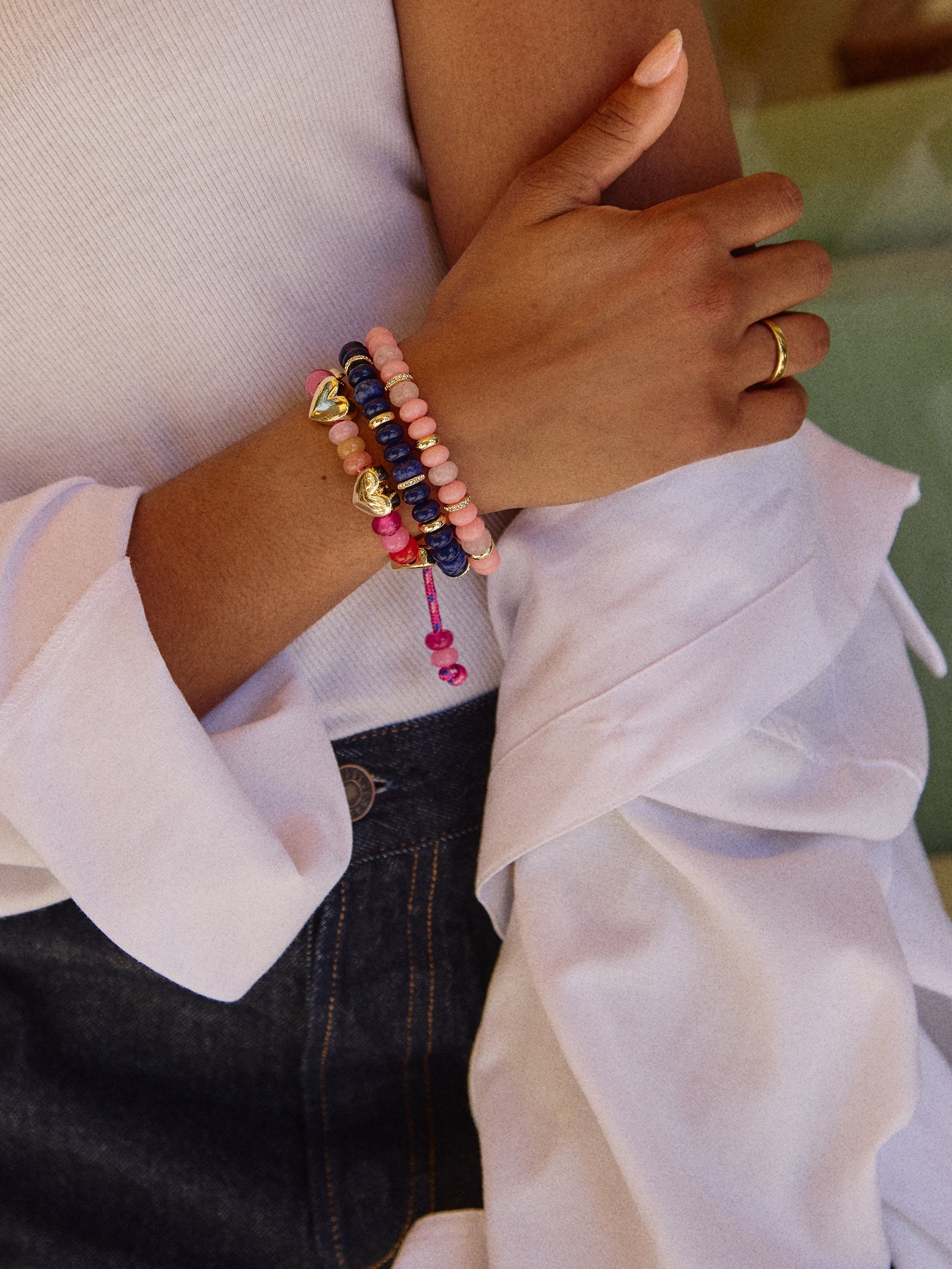 Happy Here Beaded Bracelet - Heart