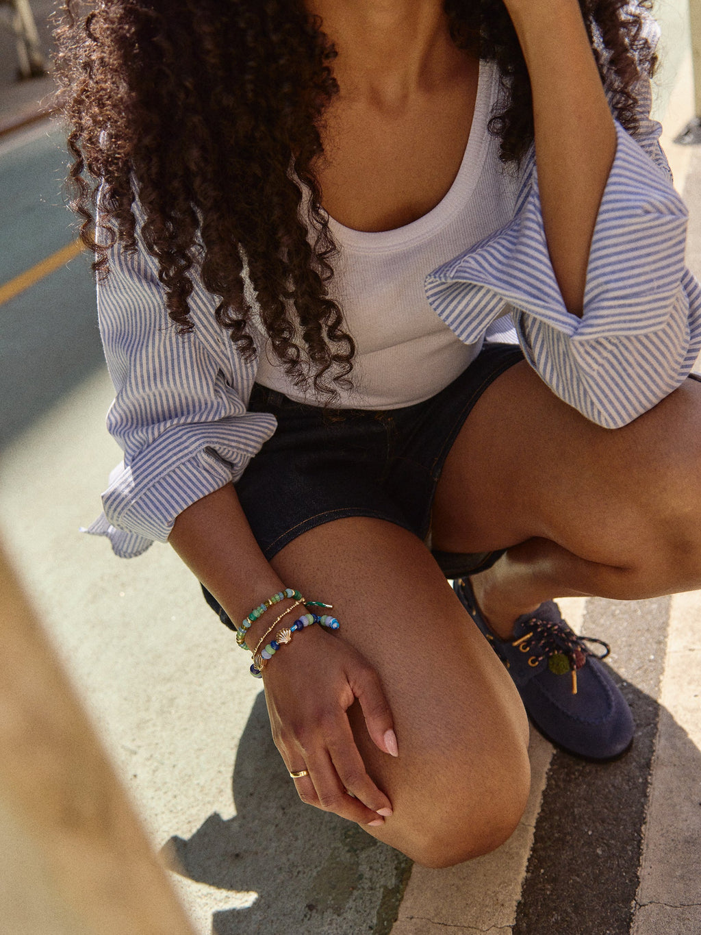 Happy Here Beaded Bracelet - Seashell