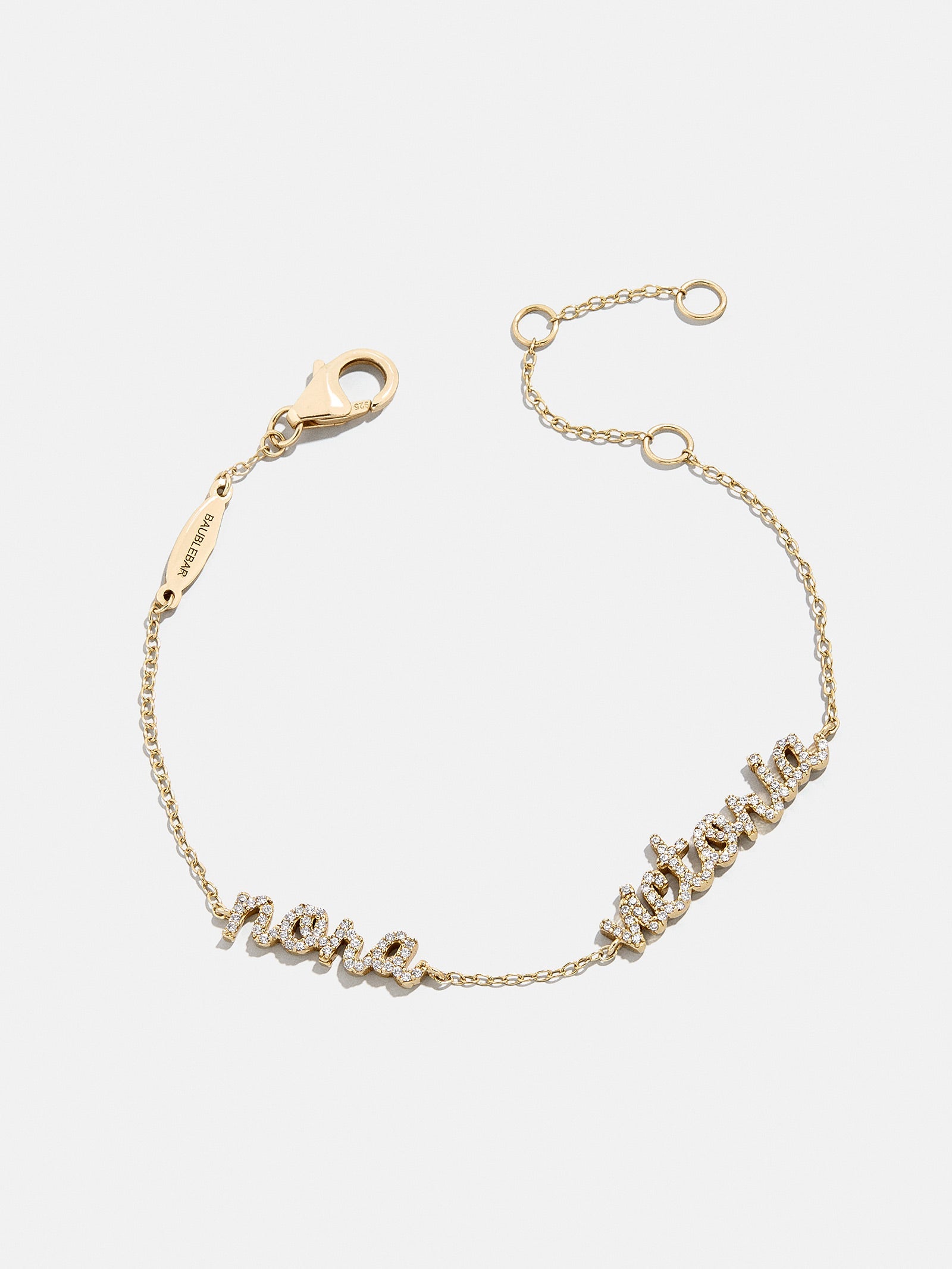 14K Gold/Pavé Custom Script Multi Name Bracelet - 2 Names