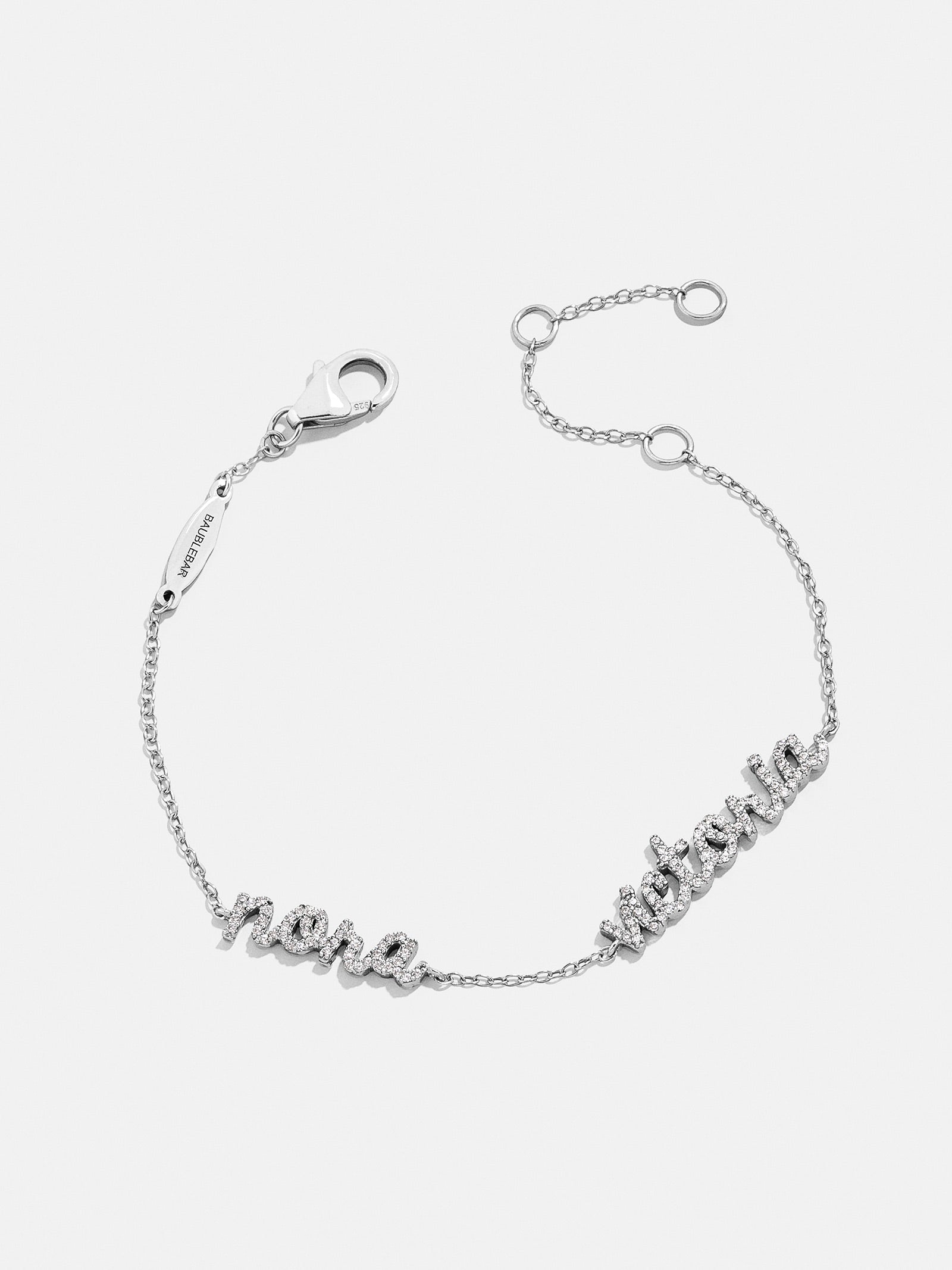 Sterling Silver/Pavé Custom Script Multi Name Bracelet - 2 Names