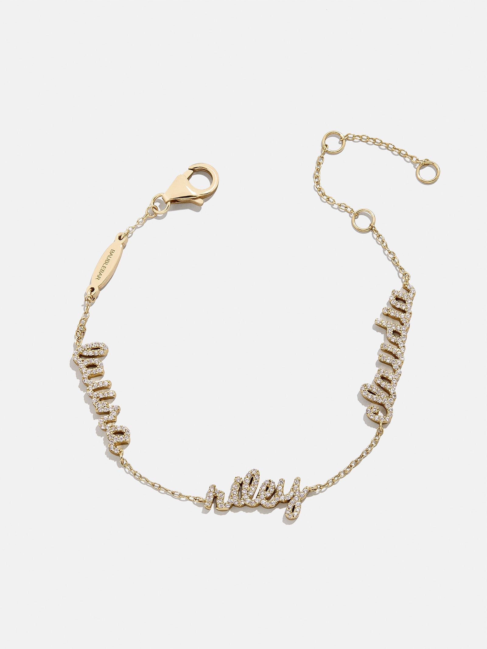 14K Gold/Pavé Custom Script Multi Name Bracelet - 3 Names