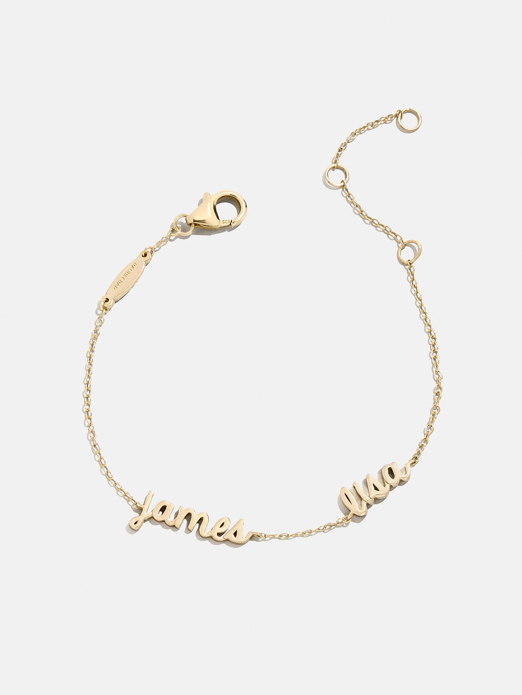 14K Gold Custom Script Multi Name Bracelet - 2 Names