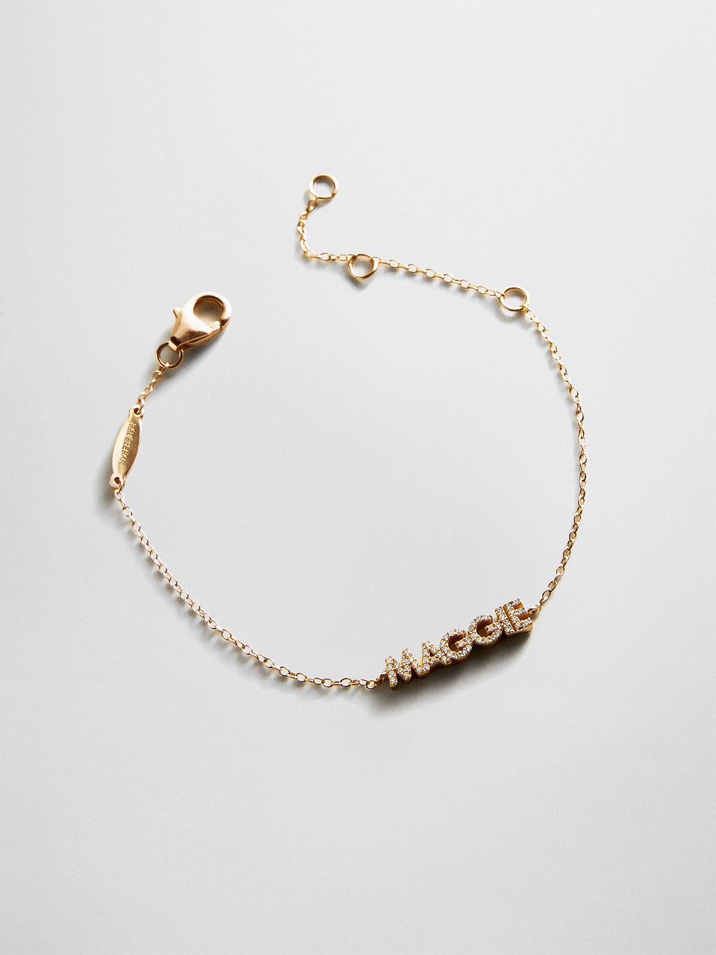 14K Gold/Pavé Custom Block Multi Name Bracelet - 1 Name