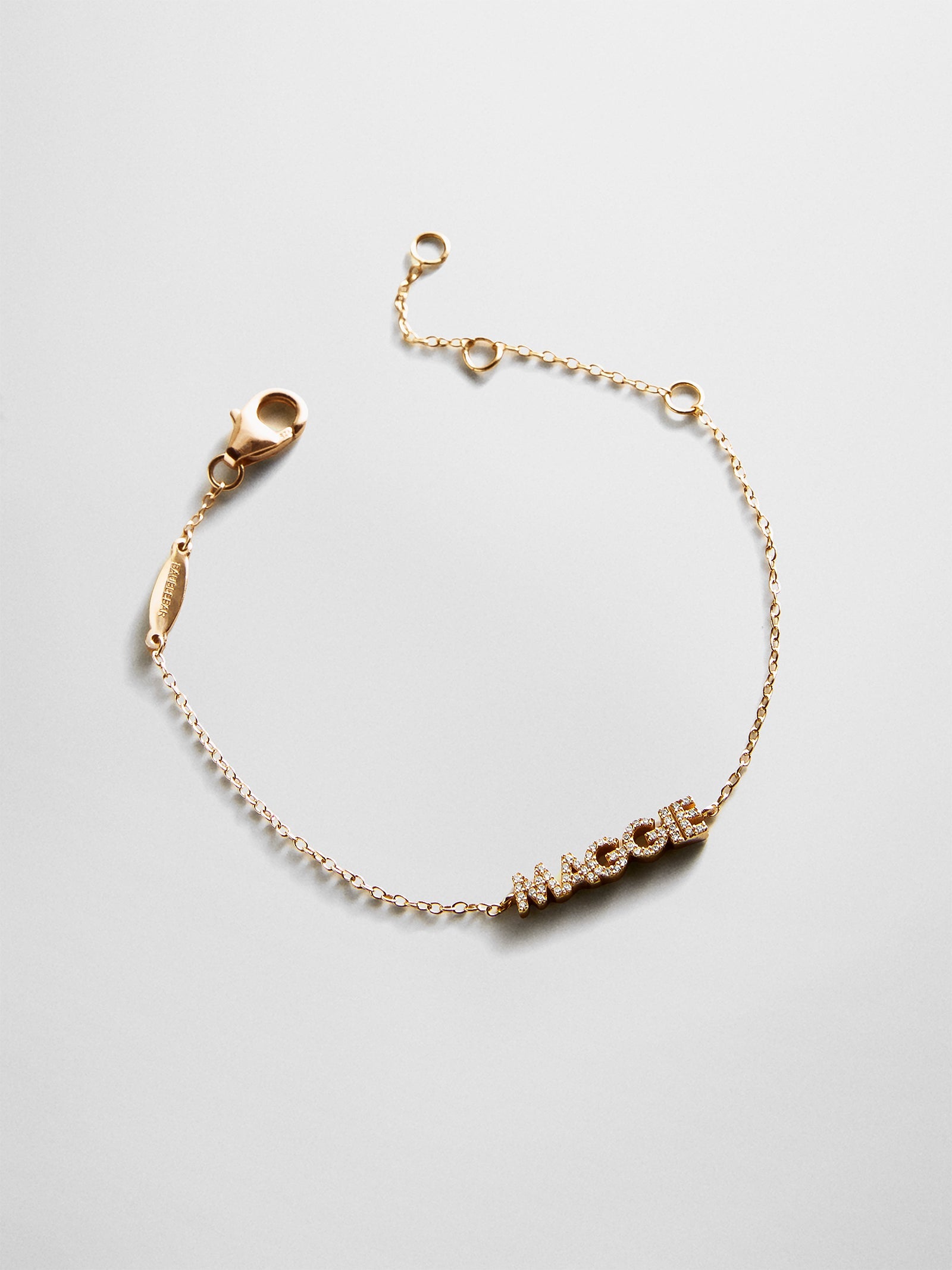 14K Gold/Pavé Custom Block Multi Name Bracelet - 1 Name
