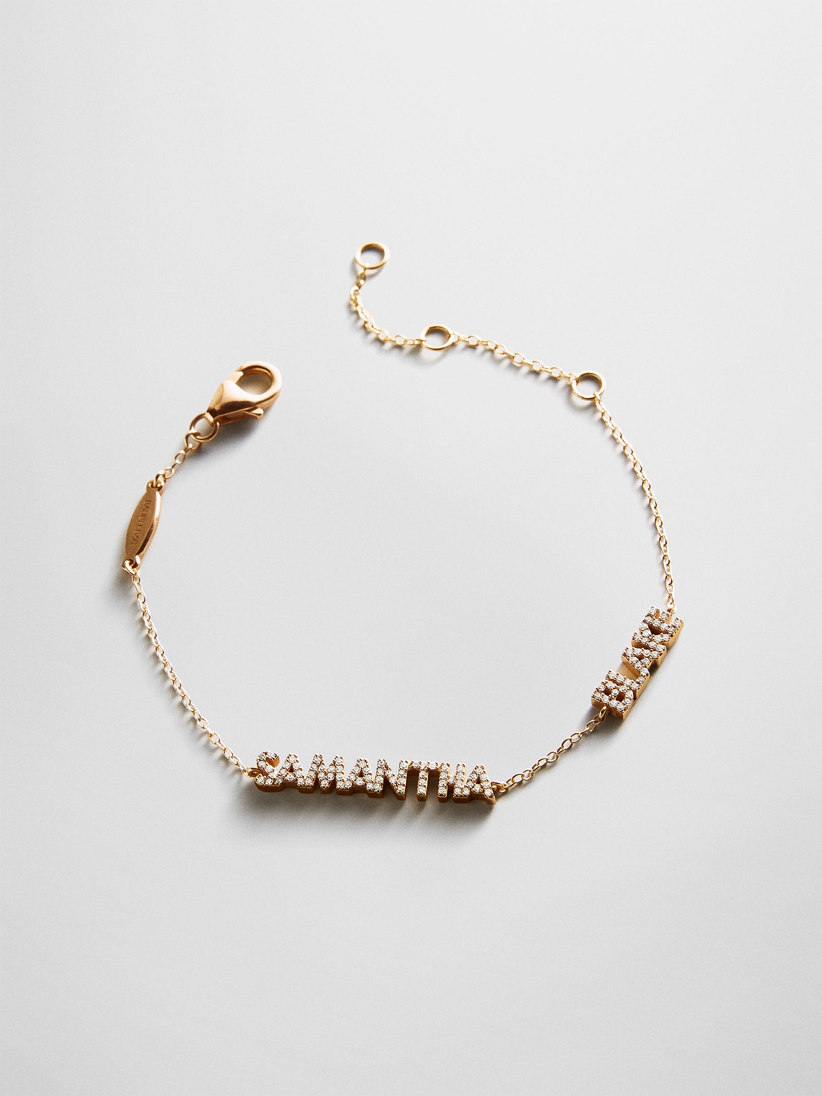 14K Gold/Pavé Custom Block Multi Name Bracelet - 2 Names