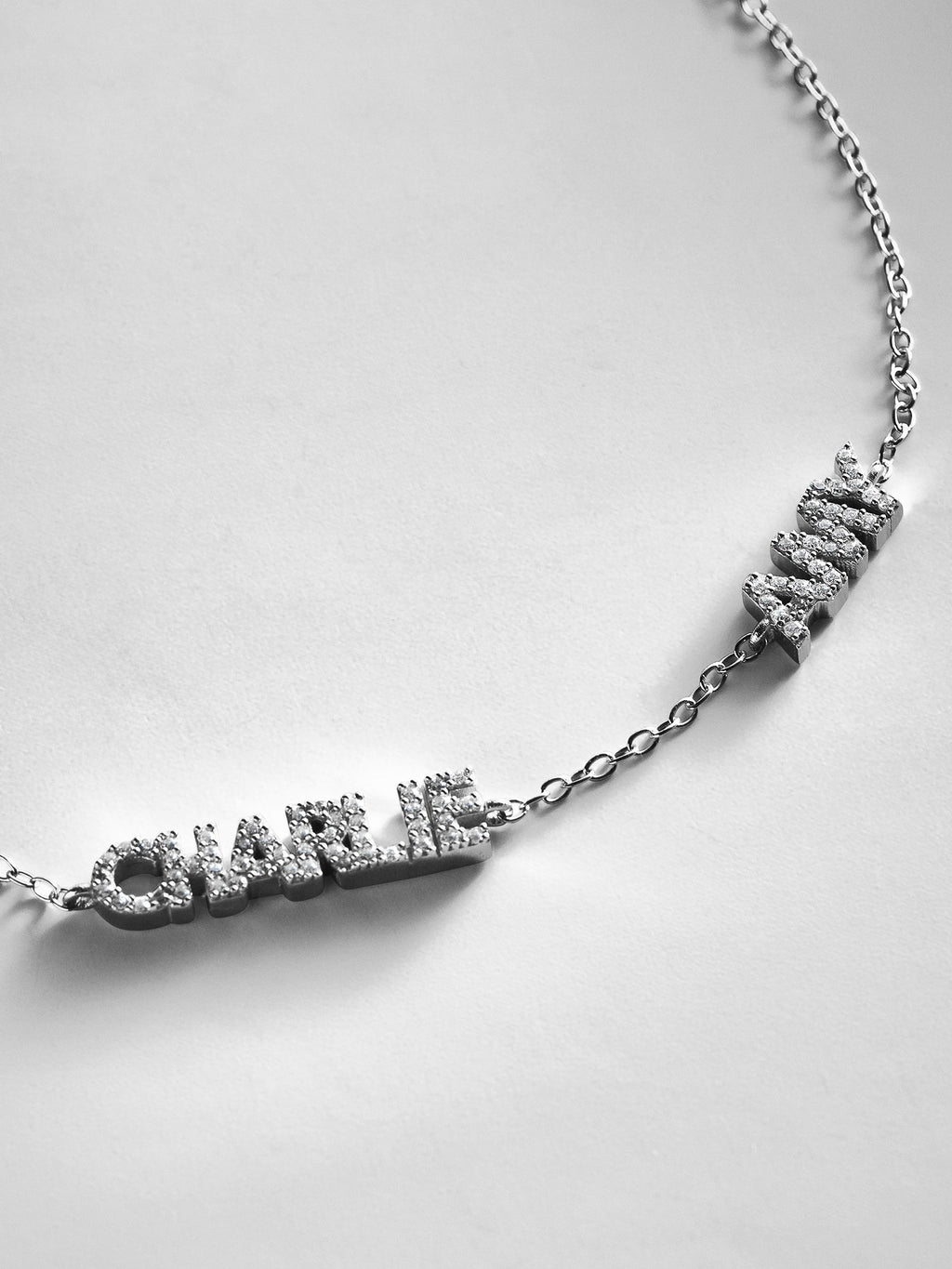 Sterling Silver/Pavé Custom Block Multi Name Bracelet - 2 Names