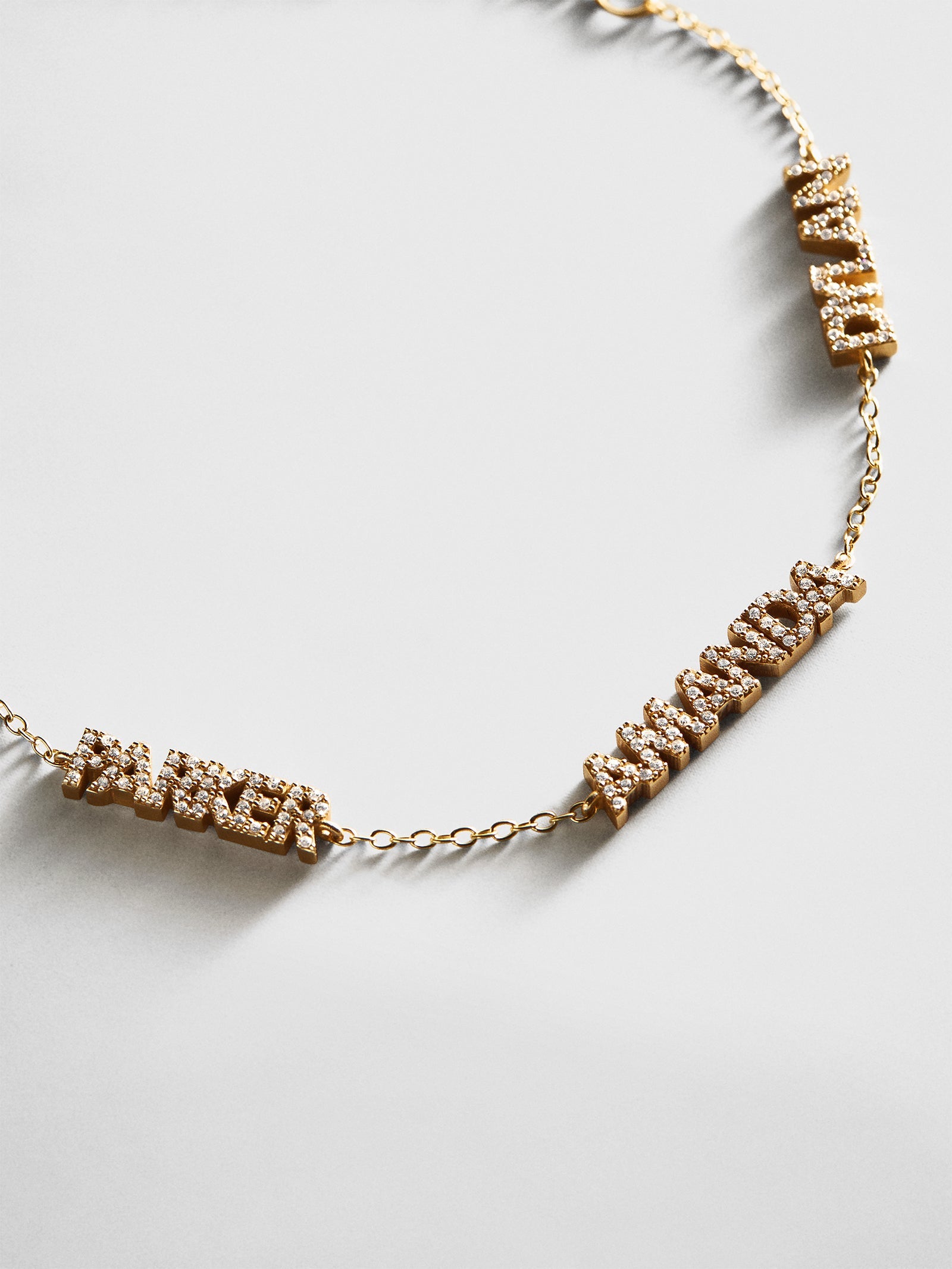 14K Gold/Pavé Custom Block Multi Name Bracelet - 3 Names
