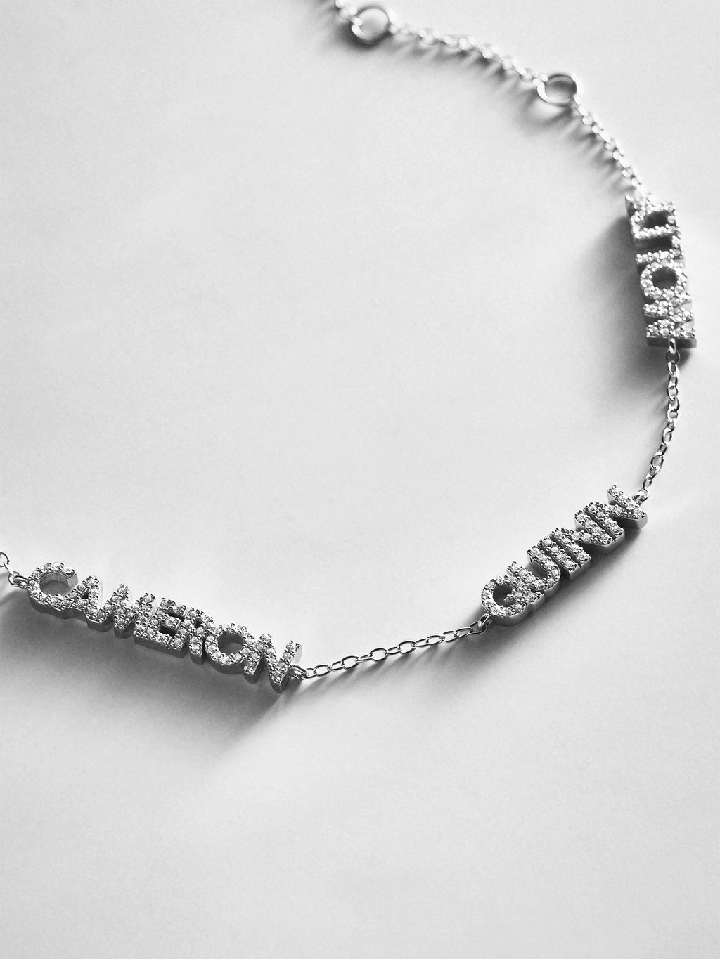 Sterling Silver/Pavé Custom Block Multi Name Bracelet - 3 Names