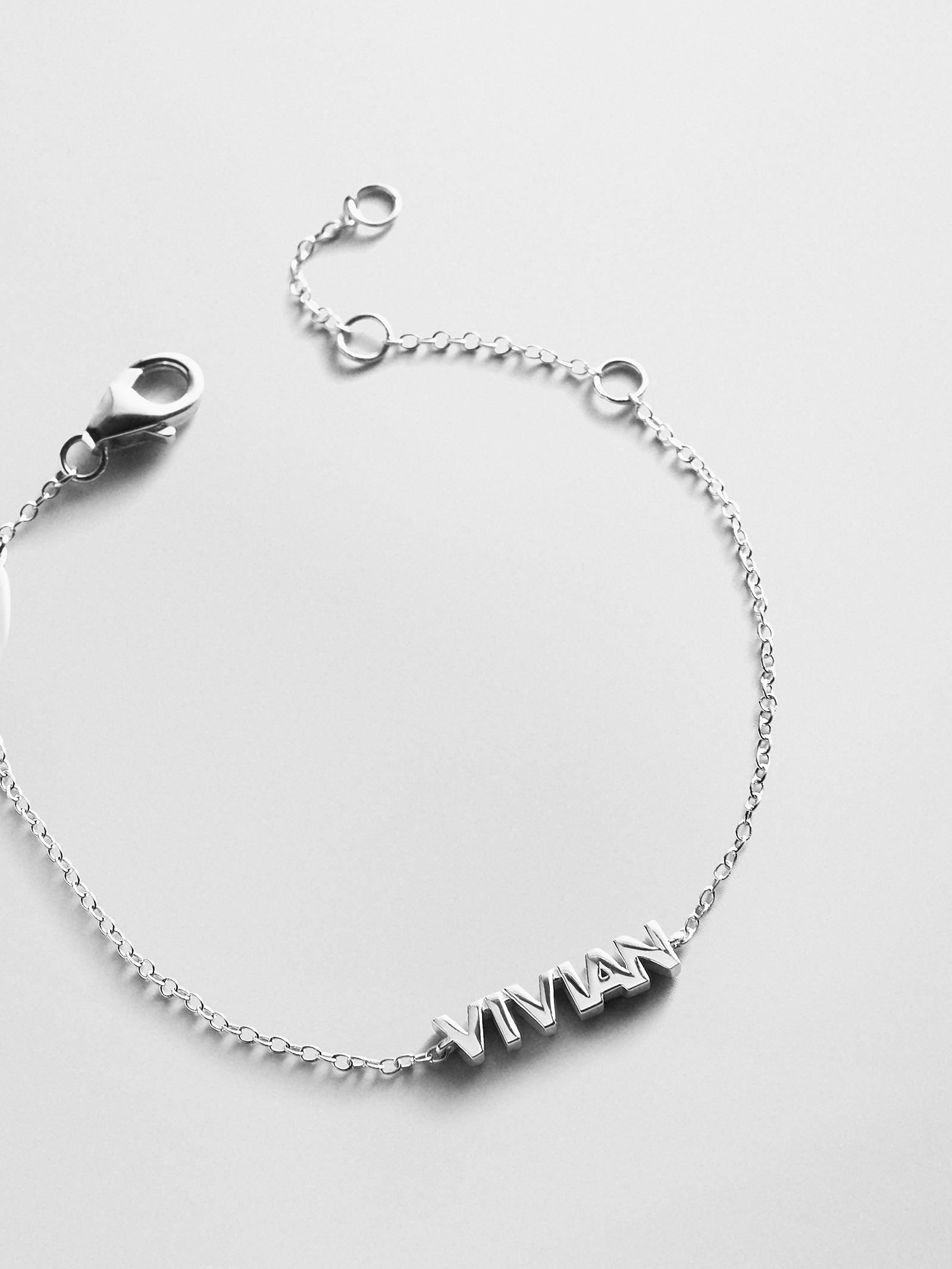 Sterling Silver Custom Block Multi Name Bracelet - 1 Name
