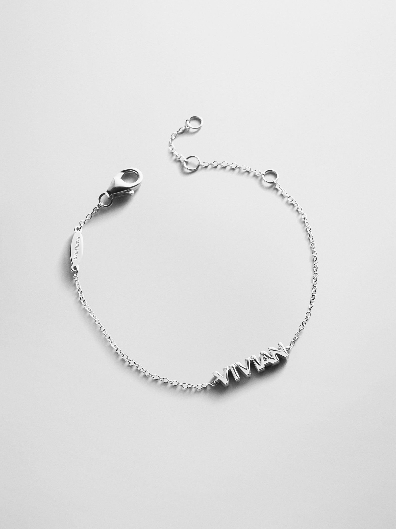 Sterling Silver Custom Block Multi Name Bracelet - 1 Name